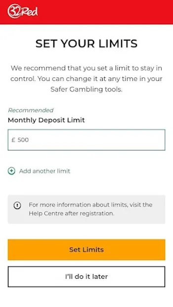 32Red deposit limits
