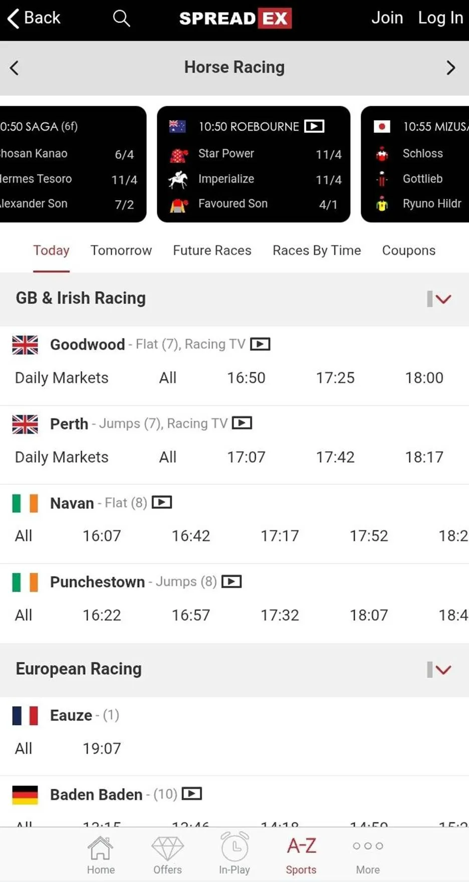 Live streaming on all GB & Irish racing at Spreadex plus overseas coverage