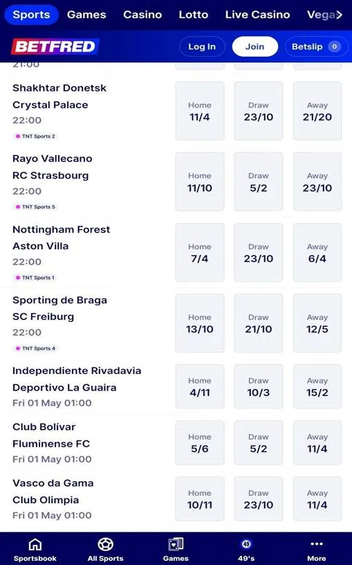Betfred football betting odds