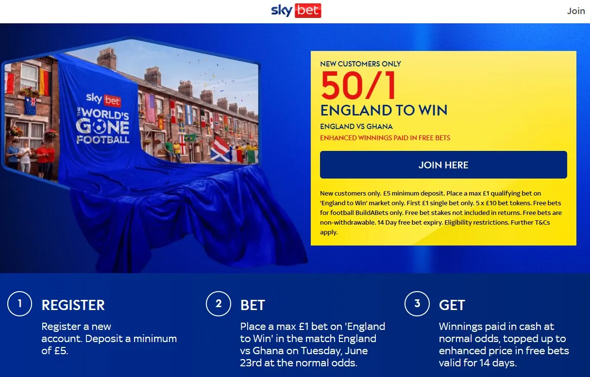 sky bet world cup sign up offer