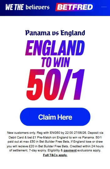 betfred england vs panama welcome promo code