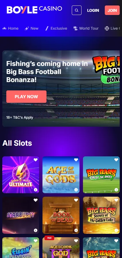 Boyle Sports Casino platform, slots, and game offerings