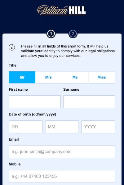 William Hill sign up