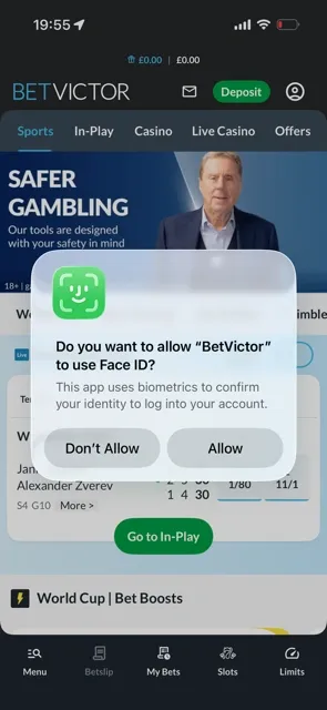 betvictor betting app  review: Face ID feature