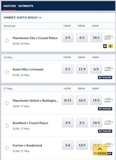 Coral football betting match odds