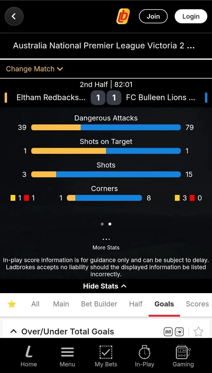 ladbrokes quick stats, in-play betting