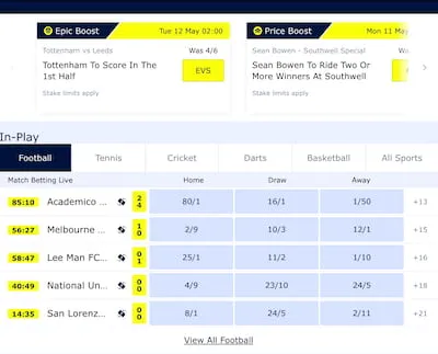 William Hill in play betting