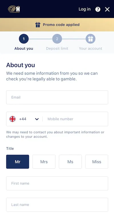 William Hill bookmaker sign up