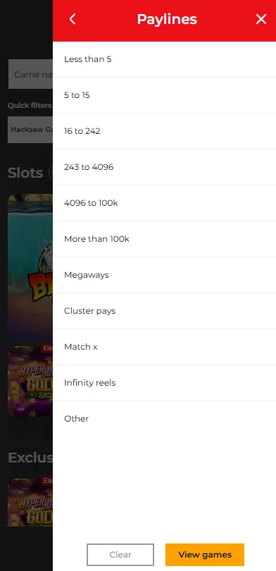 32red casino search filter, game lobby