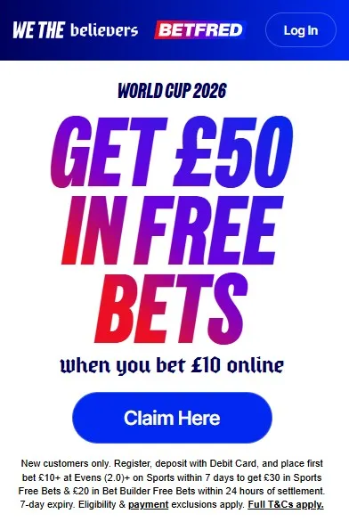 Betfred betting sign up offer: get £50 in free bets when you bet £10