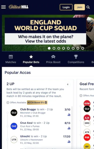 William Hill football betting